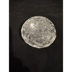 Vintage Crystal Made Italy scalloped edge trinket box dish Marked